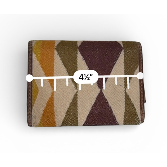Pendleton Wool Leather Trifold Wallet Brown Western Aztec Pattern 4.5x3.5 - Picture 10 of 12